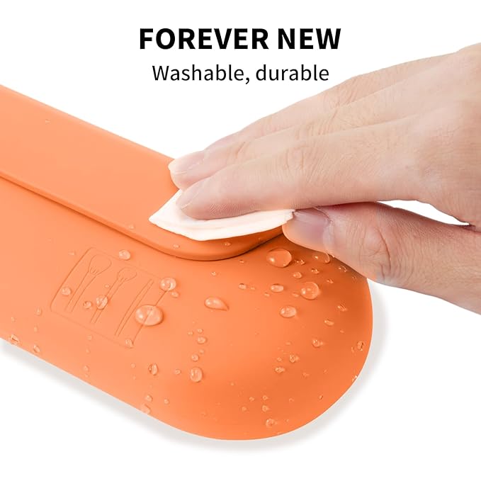 AGIKET Silicone Makeup Brush Holder Travel Cosmetic Bag：Soft Portable Cosmetic Face Brushes Holder with Upgrade Anti-Fall Out Magnetic Closure, Large Travel Makeup Brush Case - Orange