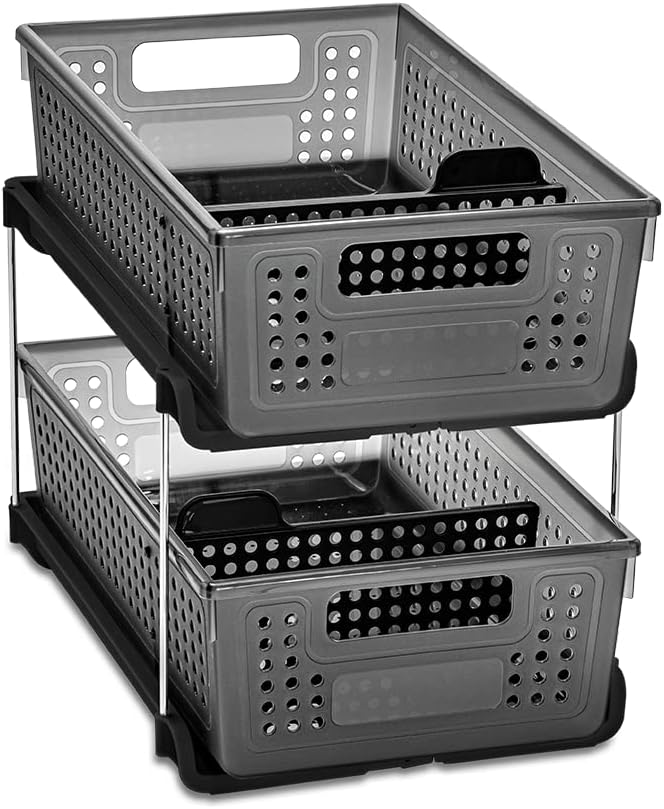 Madesmart Antimicrobial 2-Tier Organizer Multi-Purpose Slide-Out Storage