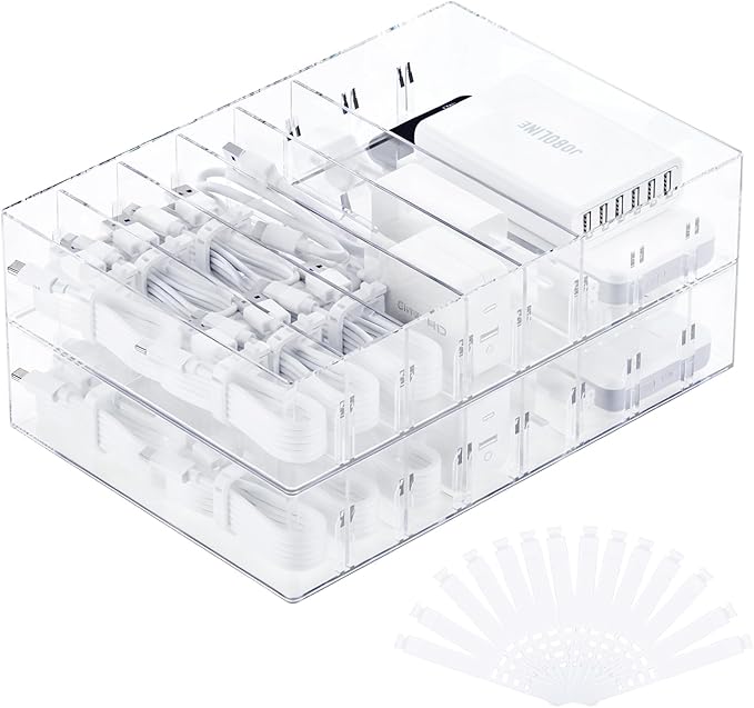 2Pcs Cable Charger Organizer Box