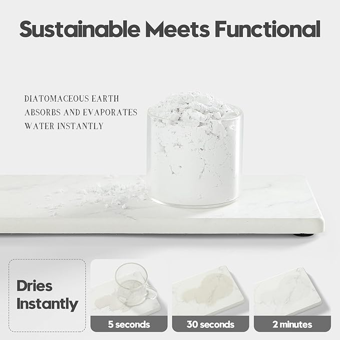 2PCS Water Absorbing Stone Drying Tray for Kitchen Counter & Bathroom Sink