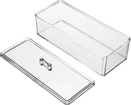 Hair Accessories Organizer for Girls, Clear Acrylic Hair Tie Organizer for Headband, bows, Hair Clip, Cotton Swab Organization, Hair Clip Holder, no Compartments Storage with Lid