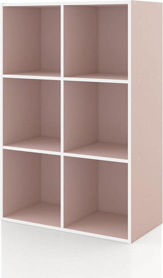 Homes, Inside + Out Apexa 6-Cube Storage Organizer Shelves, Light Pink