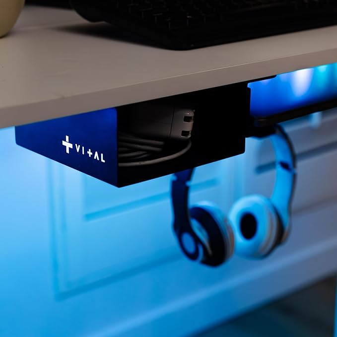 VI+AL Under Desk Laptop Mount, USB Light Strip & Remote