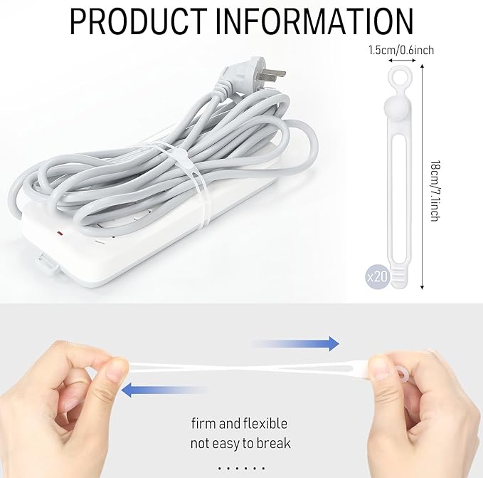 Nuanchu 40 Pcs Silicone Cable Ties Reusable Holder Adjustable Straps Multipurpose Charging Cable Organizer for Fastening Charging Cords Wires(4.17 Inch,Translucent)