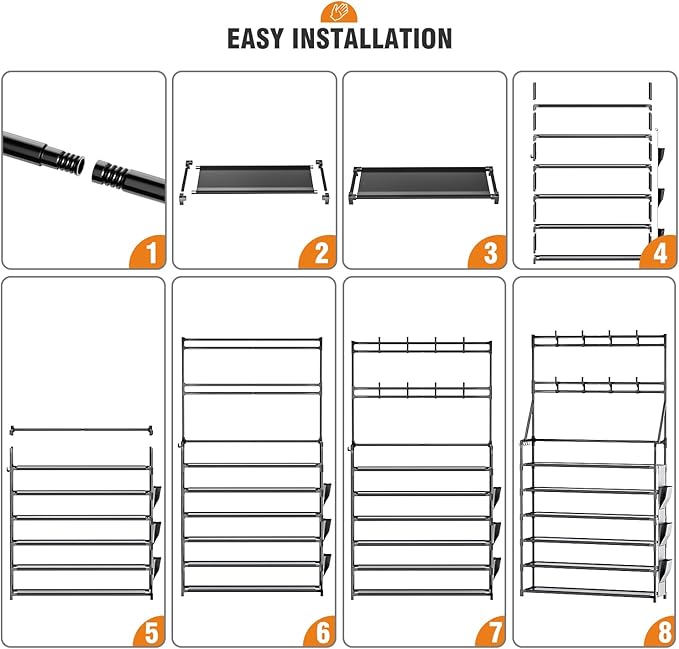 OYREL Shoe Rack 6 Tier Shoes Organizer 24-30 Pairs Shoe Racks for Closet Front Door Entrance Large Capacity Space Saving Shoe Storage Organizer with Multifunctional 5 Hooks and Side Pocket
