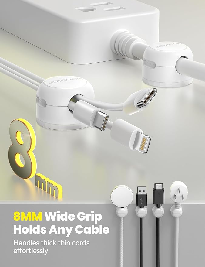 8-Pack JOYROOM Magnetic Cable Clips Organizer [Cord 360° Rotatable] Wire Keeper
