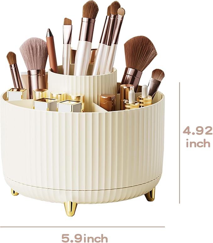 fanado 360° Rotate Makeup Brush Holder Organizer, Makeup Organizers Countertop, Makeup organization and Skincare Storage for Vanity, Desktop, Bathroom