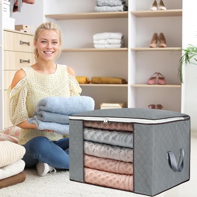 Comforter Storage Bag, 4Pcs Grey Large