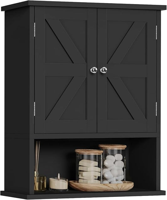 Bathroom Wall Cabinet, Black UNGGX003HV1