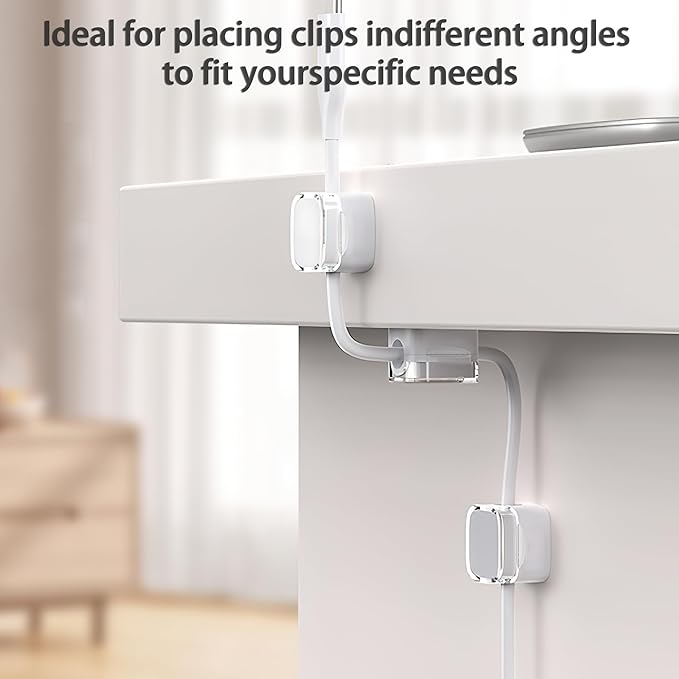 6 Pack Magnetic Cord Organizer & Cable Clips - Adjustable Under Desk Cable Management, Adhesive Wire Holder for Home, Office, Phone, Car, Wall, and Nightstand (Orange)