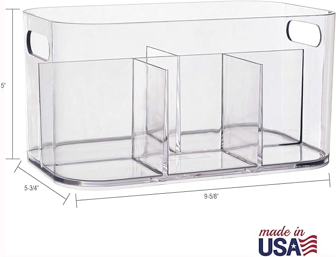 Bliss 5-Compartment Plastic Cosmetics Storage Organizer, Clear