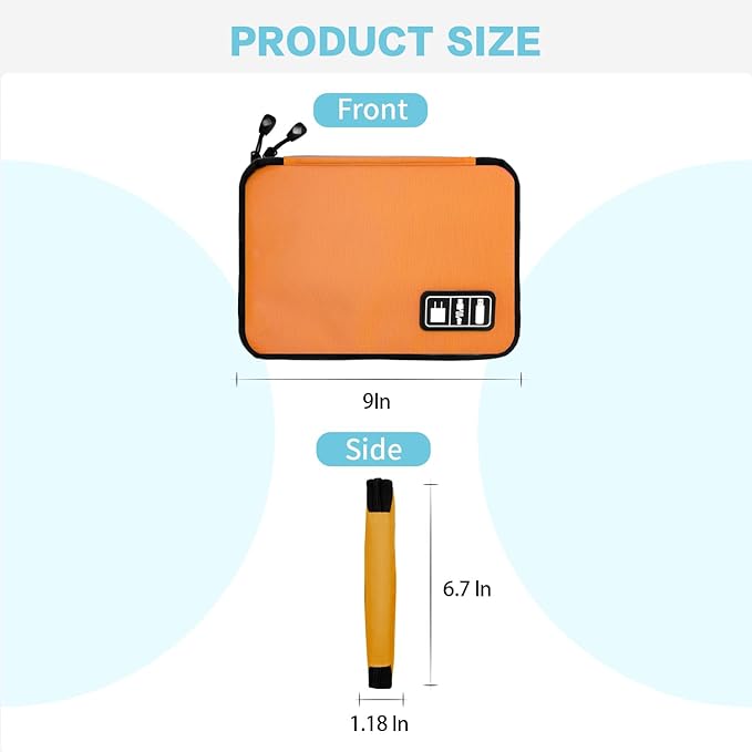 Lcsmaokin Electronics Travel Organizer,Portable Waterproof Electronic Travel Storage Bag for Small Charging Cord Storage,Charger,SD Card etc,for Travel,Business-Orange Green
