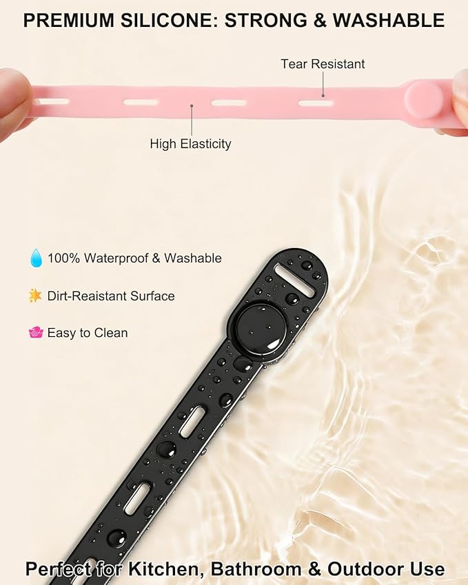 OneLeaf 16Pcs Premium Soft Silicone Cable Ties, Reusable Cord Organizer with Secure Buckle for Phone Charger, Bathroom & Home Organization, Tangle-Free Wire Keepers for Apple Cables - White