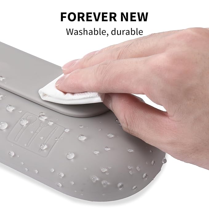AGIKET Silicone Makeup Brush Holder Travel Cosmetic Bag：Soft Portable Cosmetic Face Brushes Holder with Upgrade Anti-Fall Out Magnetic Closure, Large Travel Makeup Brush Case - Stone