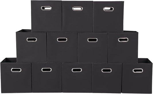 Fabric storage bins Cubes, Fabric Cube Organizer with Handle, Black
