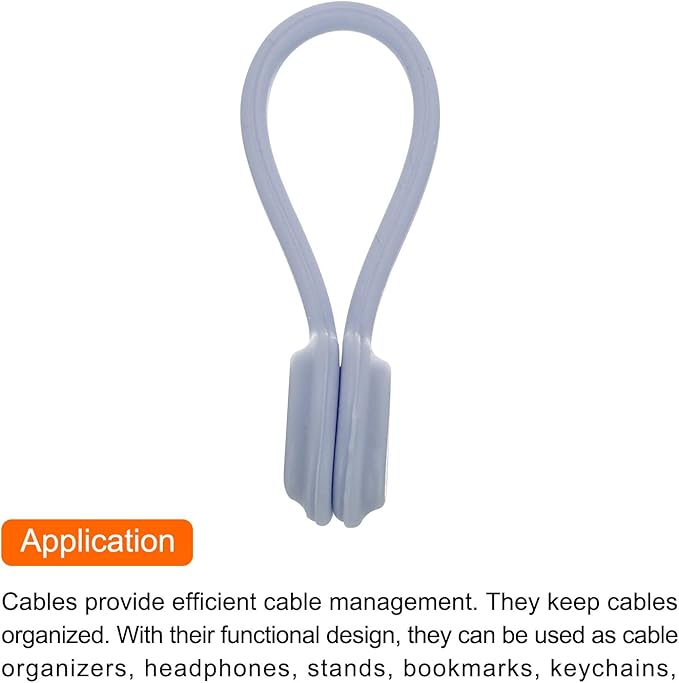 MECCANIXITY Magnetic Cable Clips 4.3 Inch x 0.6 Inch Gray Magnetic Cord Organizer Cable Ties Reusable Twist Ties for Home, Kitchen, Office, 10 Pcs