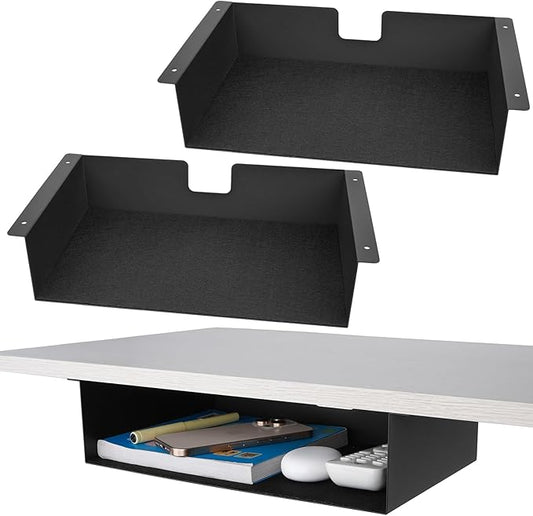 2 Pack Under Desk Shelf, 13 Inch Under Desk Storage Shelf