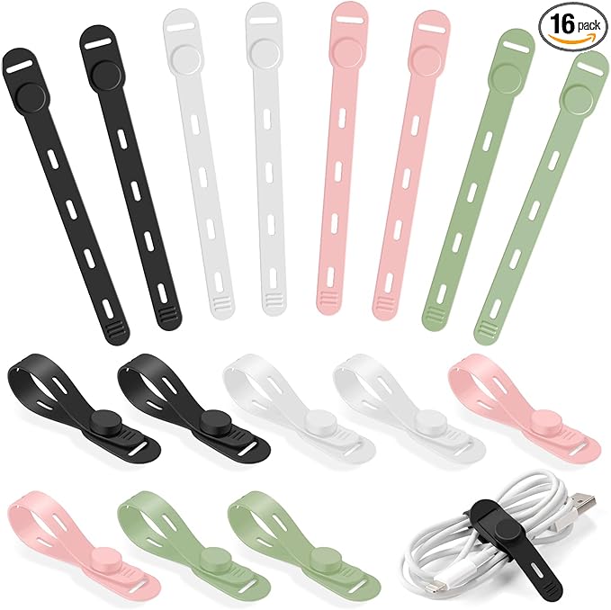 Reusable Silicone Cable Ties, Soft Cord Bundlers for USB Chargers