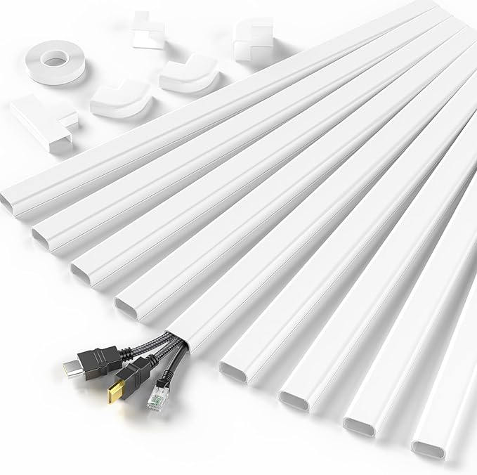 Cord Hider, 142in Cable Hider, Cord Covers for 2-3 Wires on Wall, White