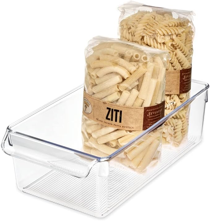Linus Plastic Fridge and Freezer Storage Organizer Bin with Handle