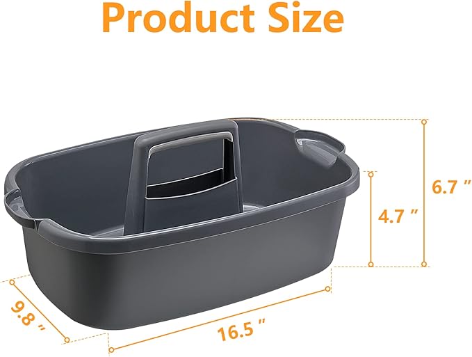 Goderewild 2-Pack Multi-Purpose Plastic Cleaning Caddy with Handle, Shower Caddy Organizer - Storage Basket/Totes Portable for Bathroom Supplies, Cleaning Products, Under Sink Tool. (Gray)