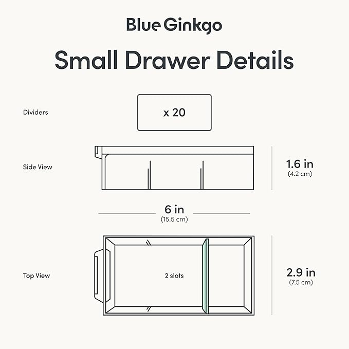 Blue Ginkgo Small 20-Drawer Cabinet, Made in Korea, Gray