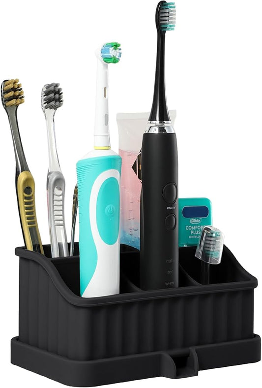 Silicone Toothbrush Holders for Bathrooms, Black