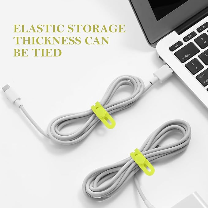 Donruby 30Pcs Silicone Cable Ties - Reusable & Washable with Adjustable Locking Buckles, High Elasticity Cable Management Straps for Home, Office, School, Travel Essential Cord Organizer (Light Green)