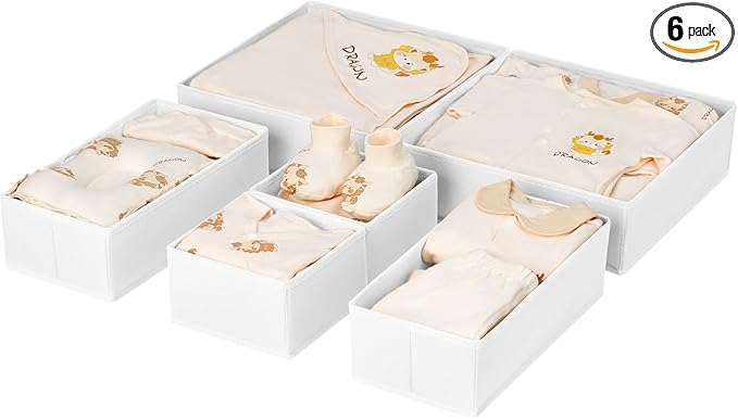 Drawer Organizer Clothes, 6 Pack Fabric Drawer Organizer Bins