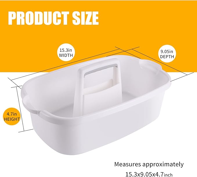 2-Pack Large White Cleaning Caddy for Cleaning Supplies with Handle
