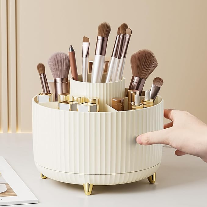 fanado 360° Rotate Makeup Brush Holder Organizer, Makeup Organizers Countertop, Makeup organization and Skincare Storage for Vanity, Desktop, Bathroom