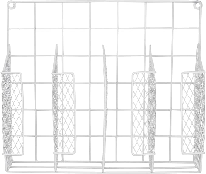 Home Basics Organizer Rust Resistant, Perfect for Food Storage, Silver Foil, Wax Paper, Sandwich Bags, Plastic Wrap-Mounts,White