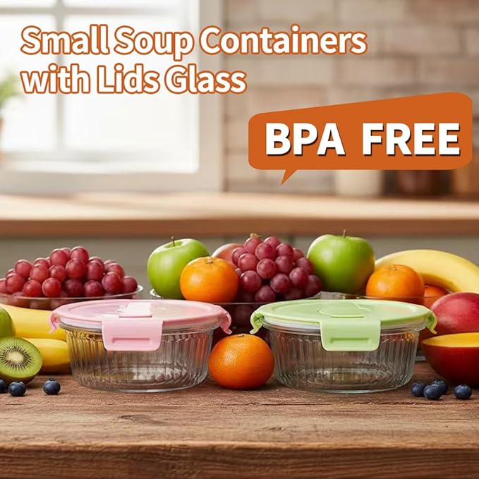 Small Round Glass Food Storage Containers with Lids