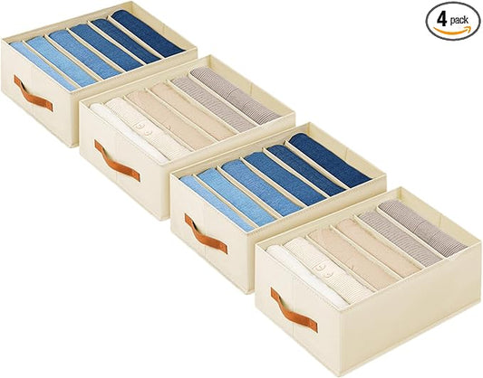 Closet Organizers and Storage, Fabric Clothes Organizer with Handles, Beige