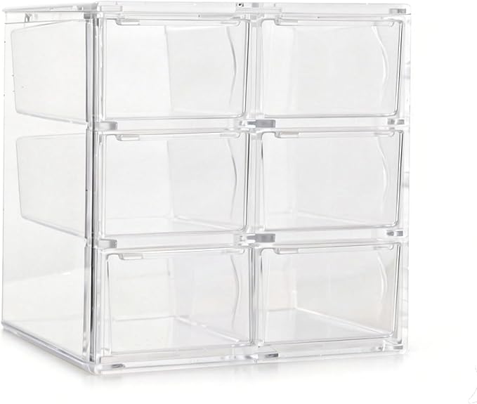 Acrylic Drawer Organizer, Clear Desk Organizer with Drawer, Plastic Stackable Storage Drawers with 6 Drawers, Dustproof Organizers for Jewelry, Craft, Office Supplies