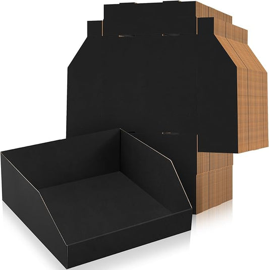 30 Pack 12 x 10 x 4. 5 Inches Cardboard Storage Bins Open Top Bin Boxes Black
