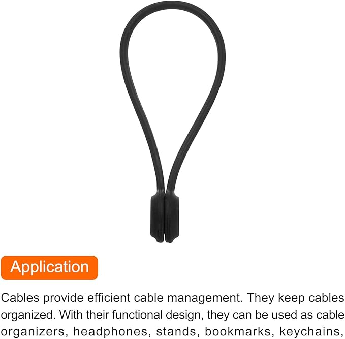 Magnetic Cable Clips 7.5 Inch x 0.6 Inch Black Magnetic Cord Organizer Cable
