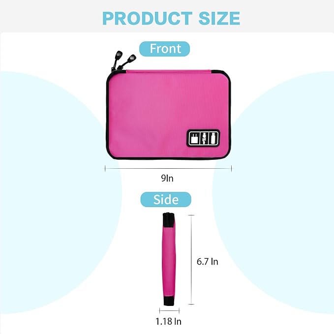 Lcsmaokin Electronics Travel Organizer,Portable Waterproof Electronic Travel Storage Bag for Small Charging Cord Storage,Charger,SD Card etc,for Travel,Business-Rose Red