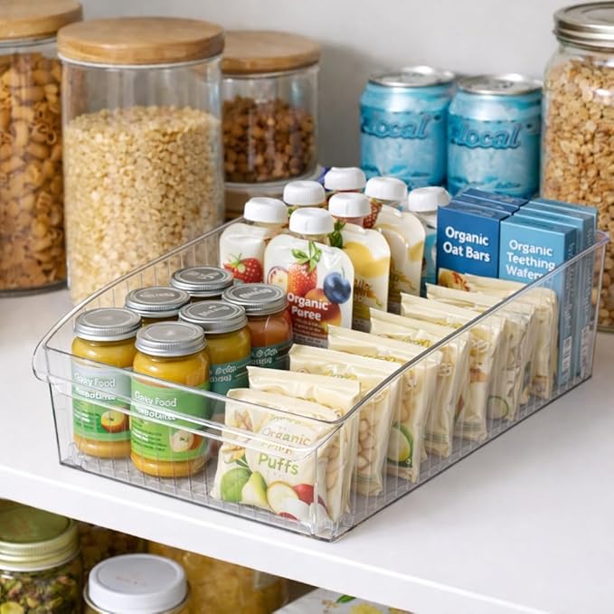 BINO | Plastic Storage Bins with Wheels, X-Large | THE ROLLER COLLECTION | Clear Storage Bins for Organization | Clear Containers for Pantry Fridge & Freezer Organizer Bin Cabinet & Pantry Organizers