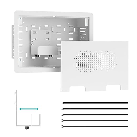 PEGZONE 9" in-Wall Media Box, Recessed Outlet Wall Box, Structured Media Enclosure for One Connect & Network Switches, Works with Fire TV Stick & Samsung -Friendly Cable Management Kit