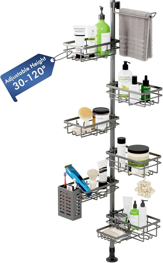 Corner Shower Caddy Tension Pole, 30-120 Inch Adjustable Shower Organizer
