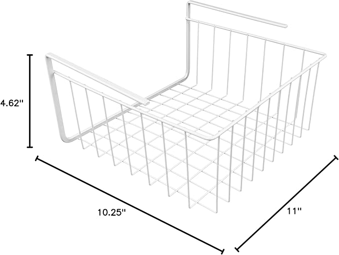 White Wire Under-Shelf Storage Basket, 17-Inch – Durable Organization Solution for Kitchen, Pantry, and Closet