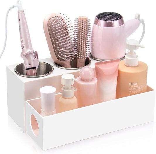 Hair Tool Organizer, Bathroom Vanity Organizers and Storage, White