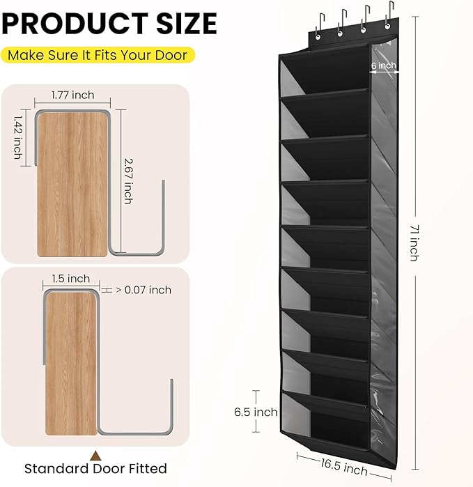 20-25 Pairs Over the Door Shoe Organizer, Black