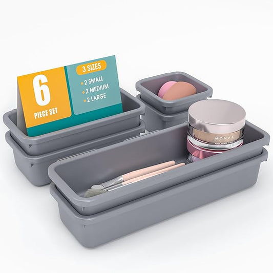 6 PCS Drawer Organizer Set, Grey