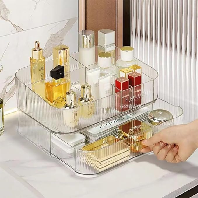Makeup Organizer with Stackable Drawers, Nail Care -Clear