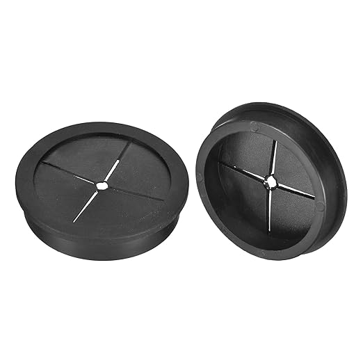 uxcell 2 Pcs Cable Cord Grommet, 2-3/8 Inch (60mm) Desk Grommet Flexible Rubber Grommets Wire Hole Cover Pass Through for Office Computer Desk Wire Organizer, Black