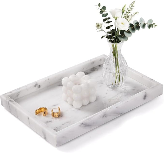 Bathroom Tray for Countertop, Marble Perfume Tray for Dresser Organizer