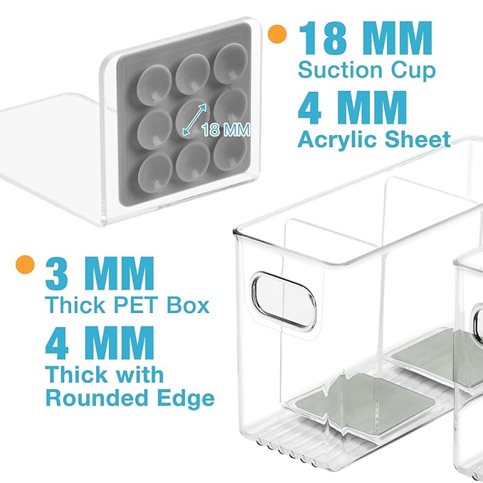 Breastmilk Storage Container with L Shaped Dividers to Flatten Standing Breast Milk Bags in Organizer Bins Save Refrigerator Space | 2 Containers with Removable Separator Boards - Gray