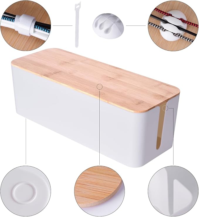 2 Pack Large Cable Management Box, White